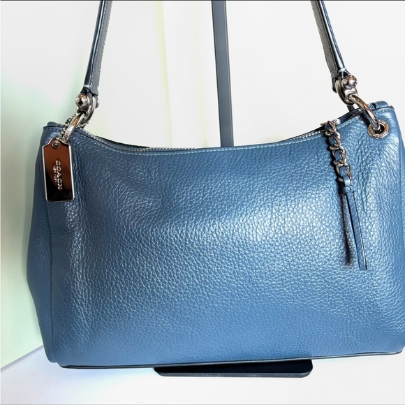 COACH Small Mia Blue Leather Shoulder Bag NWOT - Picture 2 of 6